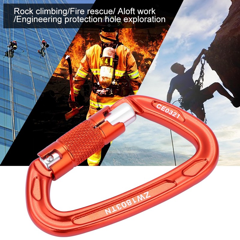 25KN Safety Lock D Buckle Outdoor Rock Climbing Rescue Carabiner
