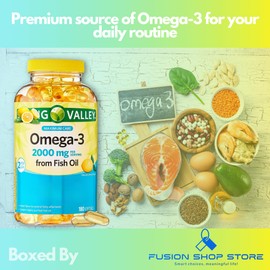 Omega 3 2000mg- Fish Oil 180 Softgels (Pack of 1), Boxed by Fusion Shop Store