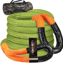 Kinetic Recovery Tow Rope 1-1/8" x20ft Offroad Snatch Strap 48000lbs Heavy Duty Towing Straps Kit for Trucks SUV UTV ATV Tractor Car Jeep - ArmyGreen