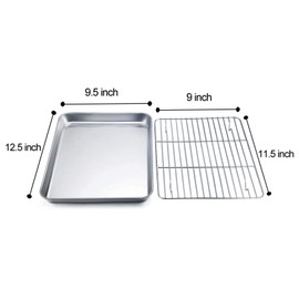 TeamFar Baking Tray and Rack Set, Stainless Steel Baking Pan Cookie Sheet with Cooling Rack, 12.5 x 10 x 1 inch, Non Toxic & Healthy, Easy Clean & Dishwasher Safe
