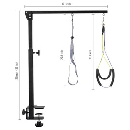 JWPC Dog Grooming Arm with Metal Clamp - Adjustable Portable Dog Grooming Table Arm for Table with 1 Loop Noose & Two No Sit Haunch Holder,Grooming Restraint for Small Medium Dogs