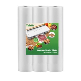 Tehttz 3 Rolls Vacuum Sealer Bags 28cm x 5m - Commercial Grade Food Storage Rolls, BPA Free, Compatible With All Machines