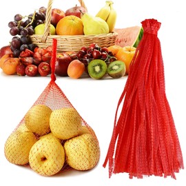 Mordx 100Pcs Reusable Produce Plastic Mesh Bag,20 Inch Seafood Boil Bags，Kitchen Organizer Produce Packaging Supplies Net，Vegetable and Fruit Seafood Plastic Mesh Strap Storage Bag