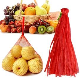 Mordx 100Pcs Reusable Produce Plastic Mesh Bag,20 Inch Seafood Boil Bags，Kitchen Organizer Produce Packaging Supplies Net，Vegetable and Fruit Seafood Plastic Mesh Strap Storage Bag