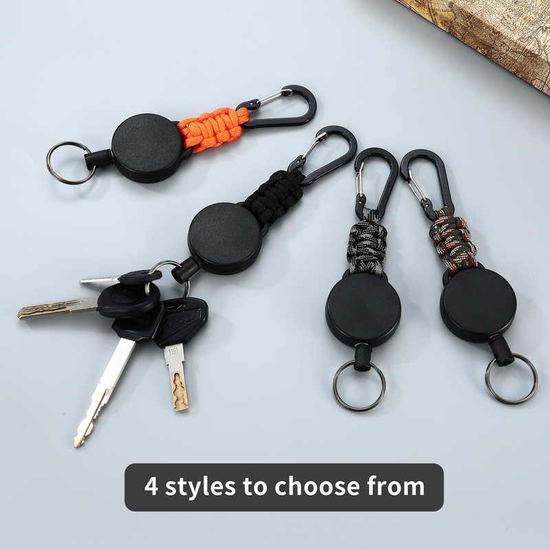 Retractable Key Fob with 60 cm Extendable Steel Cable, Extendable