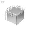 WDONAY 2 Pack Silver Tin Box Containers Metal Storage Box
