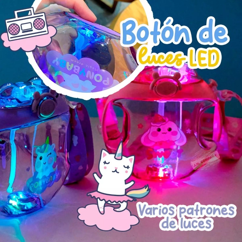 J.H. Company Cantimplora Botella Agua De Figuras Luz Led Kawaii