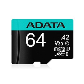 ADATA Premier Pro Tarjeta de Memoria MicroSDXC UHS-I U3 V30 Clase 10 A2 MircoSD con Adaptador AUSDX64GUI3V30SA2-RA1
