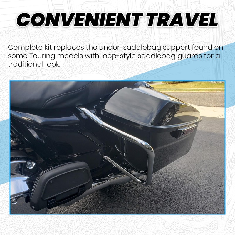 ECOTRIC Saddlebag Bracket Guard Bars Compatible with 2014-2024 Harley Davidson