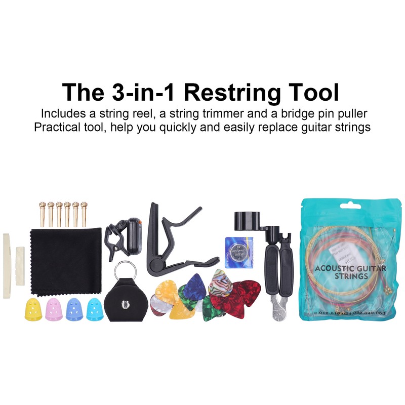 50Pcs Guitar Accessories Kit Strings Picks Capo Finger Cot Tuner