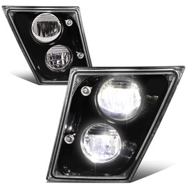 DNA MOTORING FL-HAY-006-BK Pair of Full LED Conversion Fog Lights Compatible with 2003-2017 Volvo VN VNL VNM VNX Model Trucks,Black Clear Lens