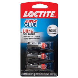 Loctite Super Glue Ultra Gel Minis, Clear, 0.03 fl oz Tube, 3 Pack - Superglue for Plastic, Wood, Metal, Crafts & Repair, Cyanoacrylate Adhesive Instant Glue, Quick Dry