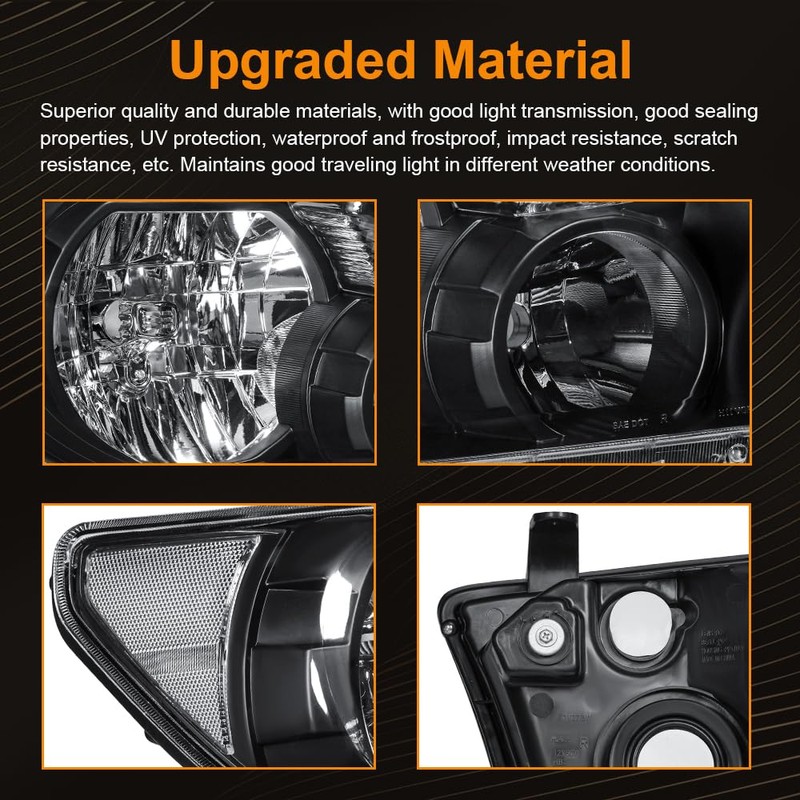 DimFlux Headlight Assembly, Compatible with 2007-2013 Toyota Tundra/2008-2017 Sequoia Replacement