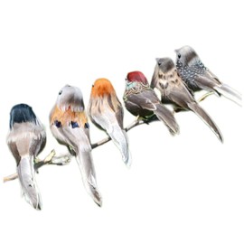 Jualyue Artificial Feather Birds Colourful Clip on Fake Foam Garden Bird Figurines Ornament 6pcs, Birds, Decorative Figurines, Small Figures