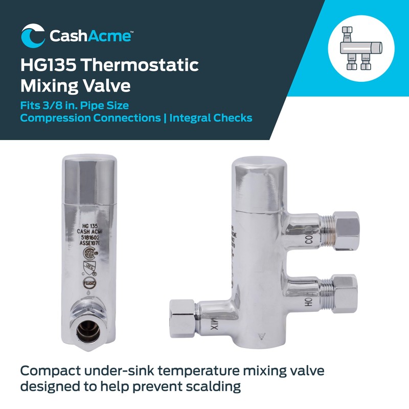 Cash Acme 3/8 Inch HG135 Thermostatic Mixing Valve with Compression
