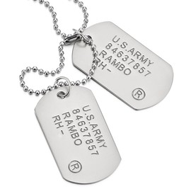 COOLSTEELANDBEYOND Satin Two-Pieces Mens Military Army Dog Tag Pendant Necklace with 28 inches Ball Chain(CA)