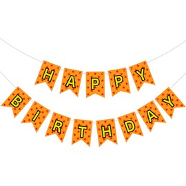 VitalCozy Anime Theme Dragon Happy Birthday Bunting Banner Pre-string Red and Orange Stars Birthday Decoration Banner for Anime Party Supplies