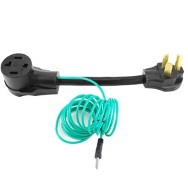 1FT NEMA 10-30P to 14-30R Dryer Adapter, 30A, 250V, STW 10AWG*3C, 3 Prong to 4 Prong Dryer Plug Adapter with Green Ground Wire,Black