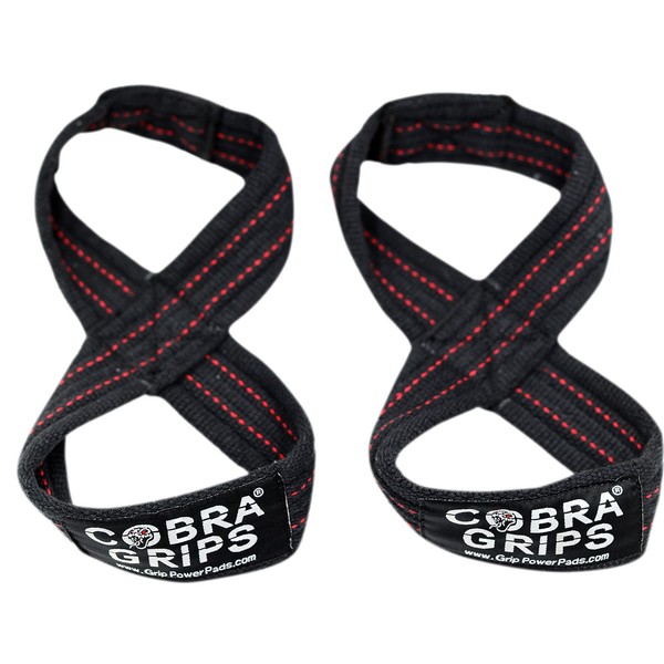 Deadlift Straps Best Straps ON The Market Figure 8 Lifting Straps The #1 Choice for Power Lifters weightlifters Workout Enthusiasts (70 cm Up to 8.0" Wrist Circumference, Black with RED Strips)