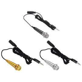 sourcing map 3Pcs Mini Microphone Tiny Microphone Portable Microphone with Earphone for Singing Voice Recording Video for Phone Rose Gold, Silver, Black