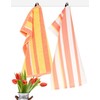 Lashuma 3 x kitchen towels striped yellow - peach, tea