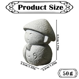 Japanese Buddha Statue, Mini Maitreya Monk Figurine, Feng Shui Little Monk Figurine, Zen Garden Buddha Statue for Home Garden Aquarium Desktop Decoration Meditation (Light Gray, 1 Pcs)