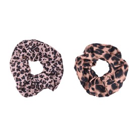 Leopard Print Scrunchies Hair Ties Large Silk Satin Elastic Hair Scrunchies Ties Animal Leopard Print Hair Accessories for Women Girls Vintage Large Scrunchie Set of 2 Soft Ponytail Holders Brown