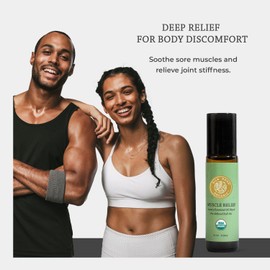 Silk Road Organic Muscle Relief Essential Oil Blend Roll On for Muscle Aches & Stiff Joints | USDA Certified Aromatherapy with Peppermint & Ginger - 10 ml Roller