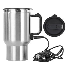 Glomora 12V Car Heating Cup, 300ml Stainless Steel Travel Electric Coffee Cup 10.6oz, for Heating Water, Coffee, Milk, Tea