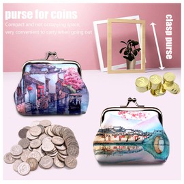 Coin Purse Holder Girls Kids Ladies Small Mini Leather Coins Wallet Wallets Purses Pouch for Women Clasp Vintage, 2 Pack