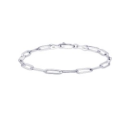 Waitsoul Silver Bracelet for Women 3mm Diamond-Cut Paperclip Chain Bracelet for Men 8 Inch