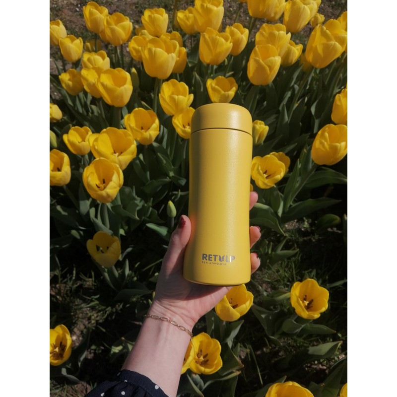Retulp Simply Modern Tumbler, Thermos Tea Cup, Oker Yellow, Stainless
