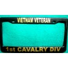 All American License Plate Frame-VIETNAM VETERAN/1st CAVALRY DIV-Polished ABS- #3408G