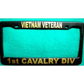 All American License Plate Frame-VIETNAM VETERAN/1st CAVALRY DIV-Polished ABS- #3408G