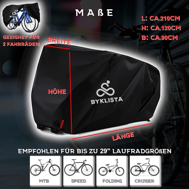 BYKLISTA Bicycle Cover for 2 Bicycles - Bicycle Garage Weatherproof