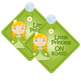 Little Princess Baby on Board Sign for Car Twin Pack 2pcs Kids Safety Warning Car Sign LP008 Design