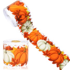 68.9 Ft Fall Bulletin Board Border Pumpkin Maple Leaves Bulletin Border Trim Scalloped Border Stickers Fall Thanksgiving Border Decorations for Fall Autumn Thanksgiving Classroom Chalkboard Wall Decor