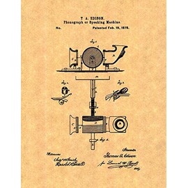 Thomas Edison Phonograph Or Speaking Machine Patent Print (8.5" x 11") M11060