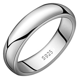 Meixao Unisex Solid 925 Sterling Silver Highly Polished Wedding Ring 5mm Band in Sizes J-Z (K)