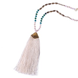 KELITCH Turquoise Beads Necklaces Multicoloured Long Tassel Pendant Necklaces Fashion Jewellery, Crystal, No-Gem-Tye