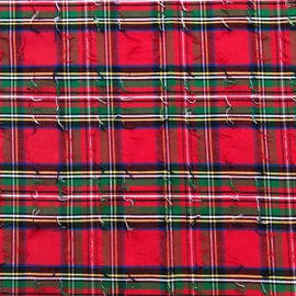 Tassalled Red Plaid Fabric 100% Cotton for Festive Christmas Decorations and DIY Holiday Craft Width 57 Inch (1 Yard pre Cut)