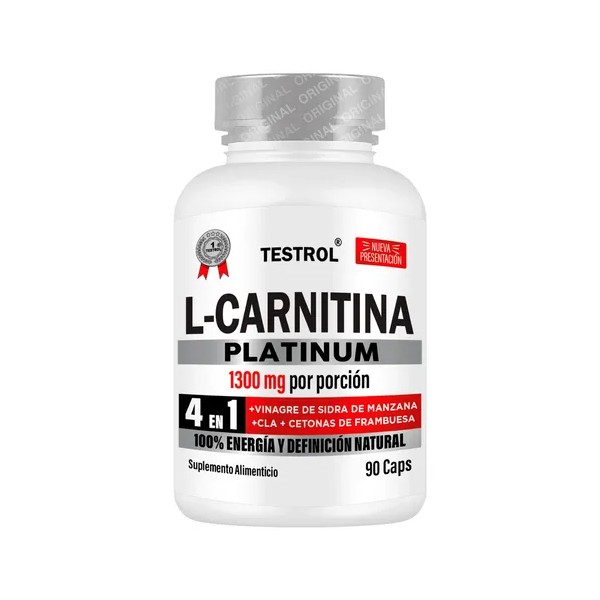 Testrol Platinum L-carnitina 1300mg 90 Cápsulas Sin Sabor