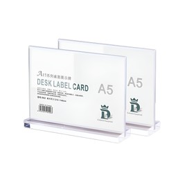 ECKEK 2 Pack Acrylic Sign Holder Menu Displays Double Sided Sign Stand A4/A5/A6 Clear (Transparent Horizontal A5 148×210mm/ 5.83×8.27 inches)