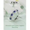 FWM 925 Sterling Silver Blue Sapphire and White Birthstone Ring