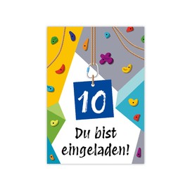 Minkocards 12 Invitations for 10th Children's Birthday Climbing Bouldering Girls Boys Invitations Tenth Birthday
