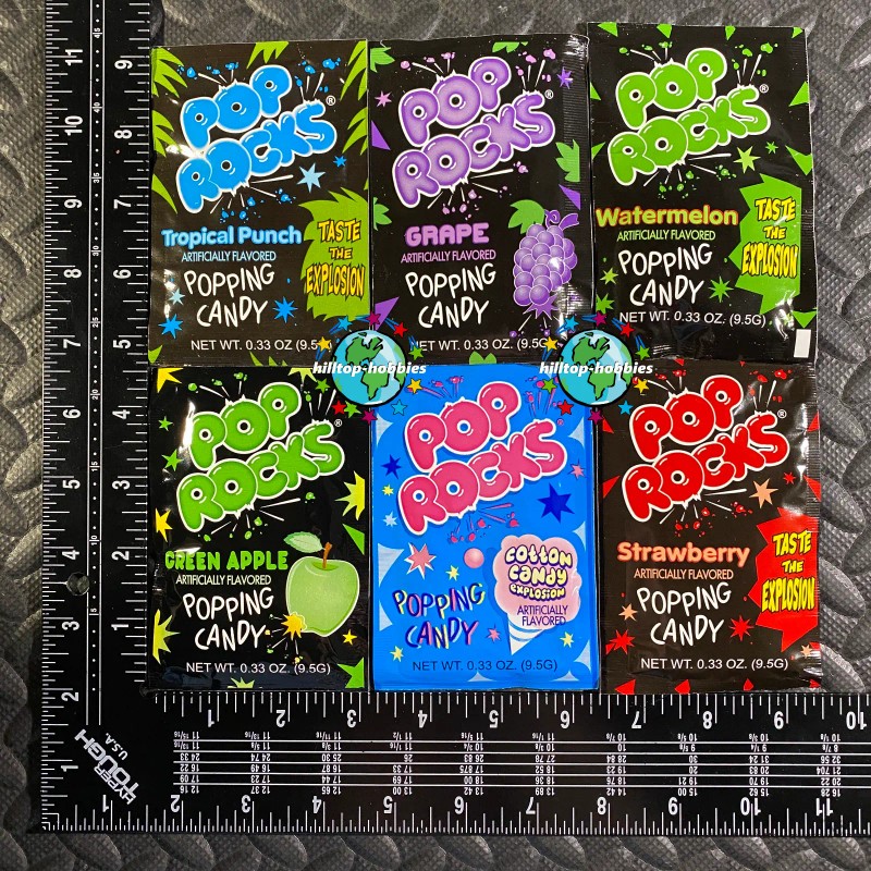 Pop Rocks LOT OF 6X POP ROCKS CANDY PACKS PUNCH+GRAPE+WA