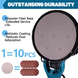 9 Inch Mesh Drywall Sanding Discs, 80/120/150/180/240 Grit 9‘’ Hook and Loop Sandpaper for Power Disc Sander, Popcorn Ceiling Orange Peel Home Improvement DIY Wood Floor Metal, 15 Pack