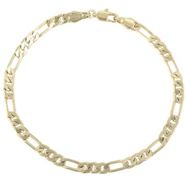 IMPERO JEWELRY Esclava Pulsera Tejido Figaro Unisex Oro Laminado 4mm (21cm, 14k)