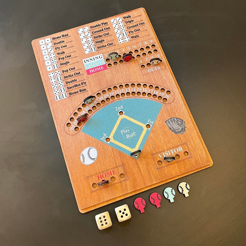 CBLKUS Baseball Dice Board Game,Fun Board Game with Dice,Wooden Baseball