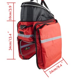 Disconano Waterproof Multi Function Excursion Cycling Bicycle Bike Rear Seat Trunk Bag Carrying Luggage Package Rack Pannier with Rainproof Cover (Red)